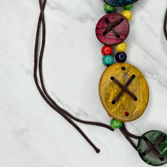 Colorful Coconut Shell Beaded Boho Tie Belt Small (S) ✨ - Picture 4 of 13